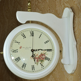 现代挂钟简约客厅时钟创意时尚墙壁钟实木双面挂钟石英钟包邮183