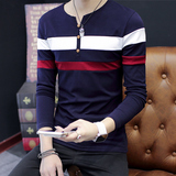 男装长袖T恤2016春季韩版体恤上衣服青少年学生V领男士休闲打底衫