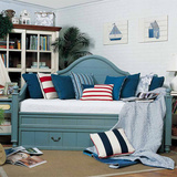 美式乡村全实木可折叠双用沙发床欧式地中海卧室定制沙发床