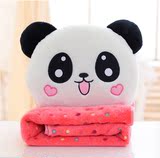 可爱熊猫毛绒玩具午睡抱枕毯子三合一女生日礼物靠垫枕头可拆洗