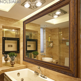 NOLSIA奢华新古典实木浴室镜欧式雕花复古卫浴镜中美式卫生间镜子