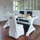 美式乡村做旧复古4-6实木餐桌椅子组合办公桌咖啡桌米字腿餐台