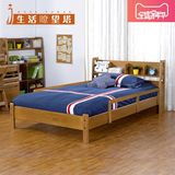 水曲柳日式儿童床纯实木单人床原木带护栏儿童床男孩床女孩实木床