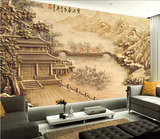 3d立体现代中式山壁画 客厅沙发卧室电视背景墙纸 无缝环保壁纸