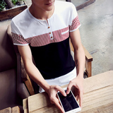 夏季韩版男士短袖T恤圆领上衣服潮流男装半袖加大码青年修身体恤