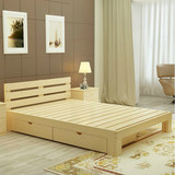 实木床白色双人床成人床欧式床新款现代简约1.8米松木1.51.2m单人