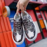 2016秋季新款韩版学院风厚底系带休闲板鞋银色平底单鞋学生女鞋子
