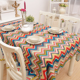 波普 棉麻加厚几何抽象曲线桌布条纹图案桌布 茶几垫布