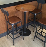 d美式实木吧台桌酒吧台原木复古吧台桌椅组合休闲高脚吧凳