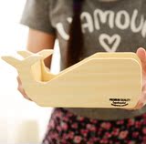 韩国文具 可爱创意时尚动物造型鲸鱼木笔筒/多功能桌面收纳木盒