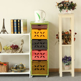 实木家具 现代中式彩色餐边柜 多功能抽屉蔬菜柜碗筷柜