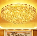 现代传统金色长方形/圆形水晶灯饰吸顶灯 客厅灯具led水晶灯新品