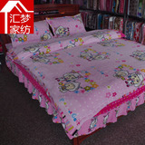 卡通珊瑚绒四件套粉色喜洋洋1.8m床品法莱绒床单法兰绒被套床罩款