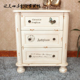 欧式实木斗柜白色美式乡村仿古做旧字母储物柜床头柜手绘彩绘套柜