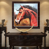 美坊手绘油画马欧式古典动物玄关客厅书房办公室挂画装饰画骏马