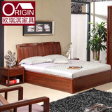 现代简约实木床宜家新中式木质1.8米双人床橡木大床婚床特价包邮