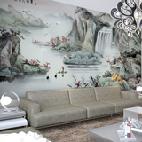 中式古典3d酒店卧室客厅电视背景墙纸无缝大型壁画壁纸水墨山水画