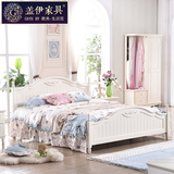 韩式床实木床欧式双人床1.8米美式床田园床简欧床白色橡木公主床