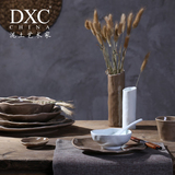 DXC酒店摆台餐具创意批发 圆形特色自助餐餐厅陶瓷盘子个性套装