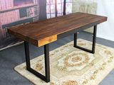 大板餐桌休闲长方形组装西餐厅实木咖啡桌套件复古餐桌椅组合铁艺