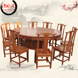 明清仿古典中式榆木实木酒店餐馆家用餐椅圆桌餐桌1.6米1.8米2米
