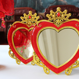 结婚婚庆用品婚礼嫁妆玫瑰折叠红镜子新娘婚房装饰必备化妆镜