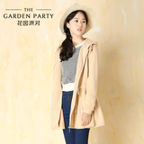花园派对 2016秋装新款韩版中长款修身收腰显瘦风衣外套女