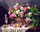 diy数字油画包邮特价手绘客厅餐厅花卉风景装饰画 40*50 玫瑰之约