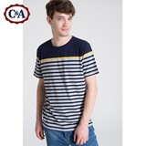 C＆A男式条纹拼色短袖T恤 2016夏季新款纯棉舒适休闲CA200175540