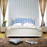 北欧系列实木床 实木布艺软靠双人床 1.8米高箱储物双人床 实木床