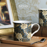 骨质瓷马克杯mug水杯咖啡杯花茶杯女款陶瓷杯子经典欧式壁纸风格