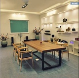 定制美式LOFT实木大板桌公司大型会议桌长方形办公桌职员电脑桌