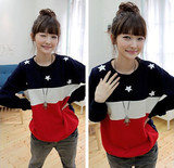 2015冬季情侣长袖字母加绒女版T恤卫衣套头休闲时尚韩版宽松T恤?