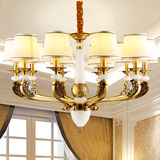 预售新中式别墅复式楼大厅客厅卧室餐厅吊灯天然玉石全铜灯具0741
