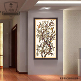 美式 装饰画玄关竖版客厅走廊过道书房现代简约实木框发财树墙画