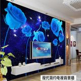 欧式奢华蓝玫瑰3D立体墙纸电视背景墙纸客厅卧室无缝壁画壁纸墙布
