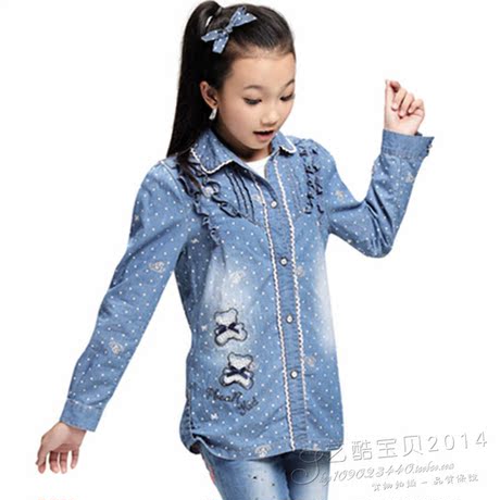 儿童装女童秋装2014新款女大童衬衫长袖上衣