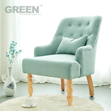 美式单人沙发椅 现代简约欧式布艺沙发 卧室咖啡厅休闲北欧小沙发