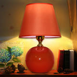 温馨床头灯创意时尚红色台灯婚庆陶瓷台灯装饰田园卧室台灯