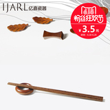 日式天然原木 筷架筷托两用 鱼形筷架 木 家用创意收纳摆件