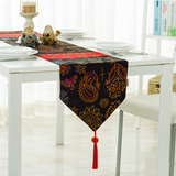 东南亚民族风 棉麻桌旗 双层亚麻布艺中式复古外贸茶几布桌布床旗