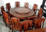 餐桌十一件套 圆形1.58中式仿古非洲酸枝南美酸枝红木实木家具