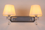 简约现代白色田园卧室布艺双头床头墙壁灯具可调LED水晶壁灯包邮