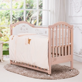 全实木水性漆环保乳白色欧式宝宝BB床婴贝贝 欧洲进口榉木婴儿床