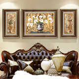 平安富贵 欧式美式客厅沙发背景墙装饰画有框三联画卧室壁画挂画