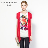 ELLASSAY歌力思假两件印花短袖针织衫 2015夏时尚气质女装上衣