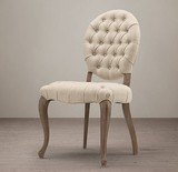 欧式新古典餐椅实木餐椅法式美式做旧仿古圆背椅 拉扣椅 新款