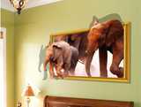 仿立体迁徙途中的大象小象画框墙贴非洲象群迁徙3D视觉立体效果