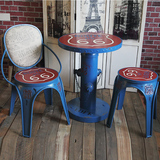 loft复古桌子工业风风格椅子一套美式餐桌办公桌做旧实木家具书桌