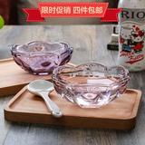 桃心浮雕玻璃碗 樱花瓣透明创意冰淇淋碗 甜品调料点心碟小沙拉碗